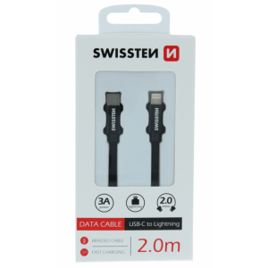 Swissten USB-C Data Cable na Lightning 2m (Crna)