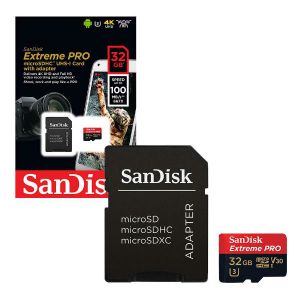 SDHC 32GB Extreme micro 100MB/s V30 UHS-I U3+SD Adapter SanDisk MEMORIJSKA KARTICA SDHC 32GB Extreme micro 100MB/s V30 UHS-I U3+SD Adapter MEMORIJSKA KARTICA